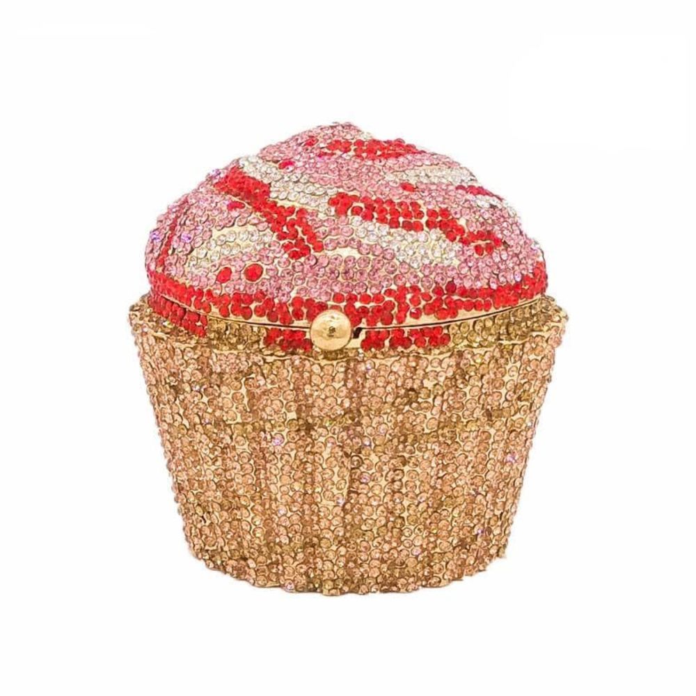 Novelty Cupcake Minaudiere Handbags Evening Bag Party Crystal Clutch :v